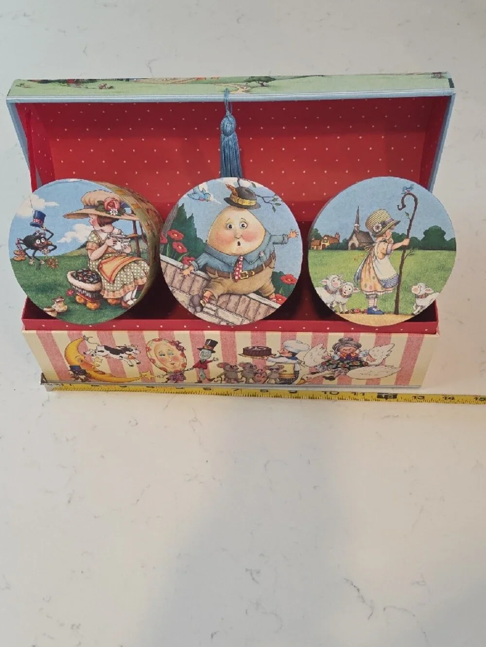 Mary Engelbreit Decorative Box in Light Blue with Pink Accent